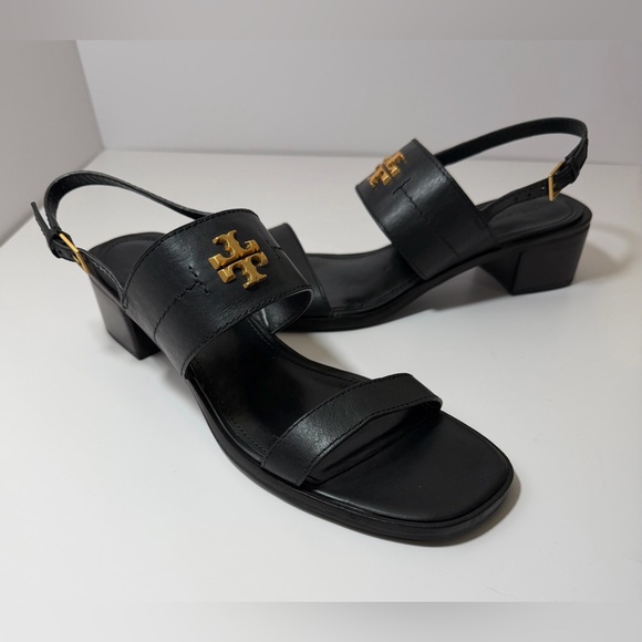 +TORY BURCH eleanor heel sandal in black - Picture 2 of 9